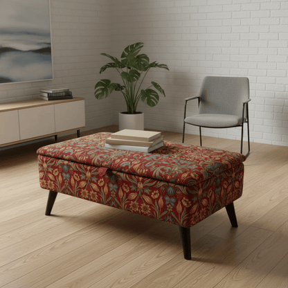 Unique Housewarming Gift Bench – Handcrafted Storage Ottoman with Custom Upholstery - ISTOOLS