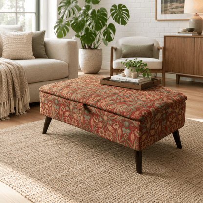 Unique Housewarming Gift Bench – Handcrafted Storage Ottoman with Custom Upholstery - ISTOOLS
