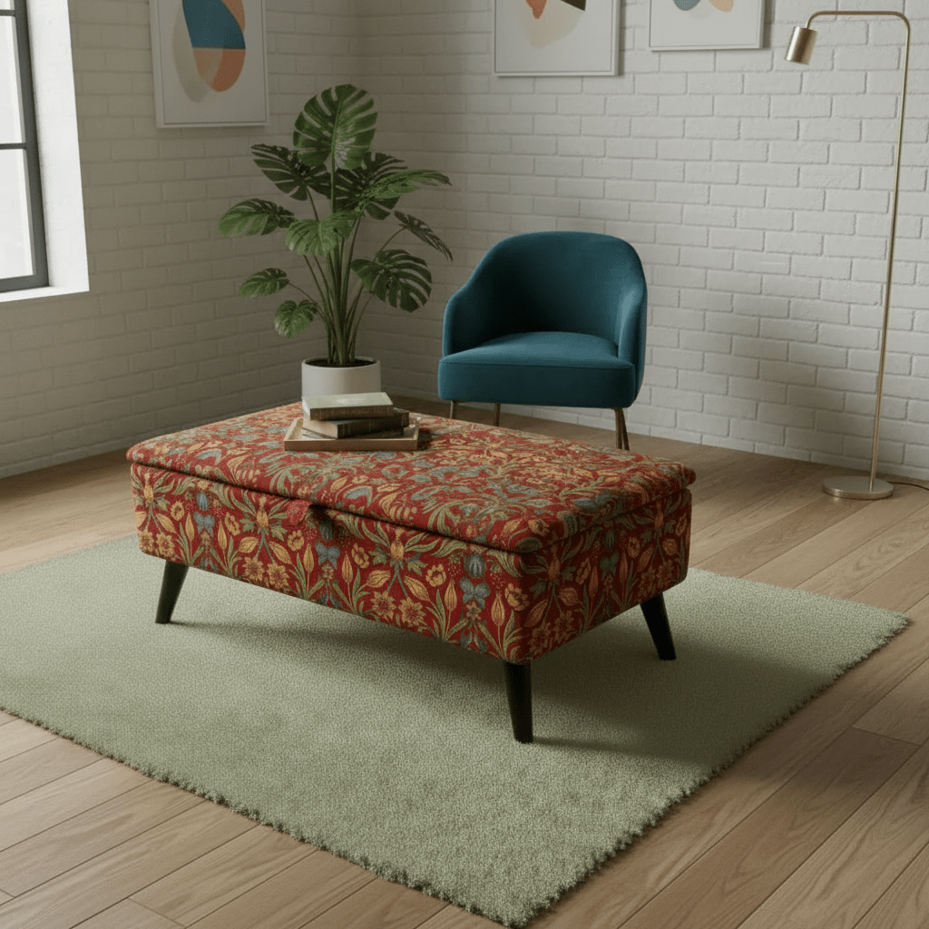 Unique Housewarming Gift Bench – Handcrafted Storage Ottoman with Custom Upholstery - ISTOOLS