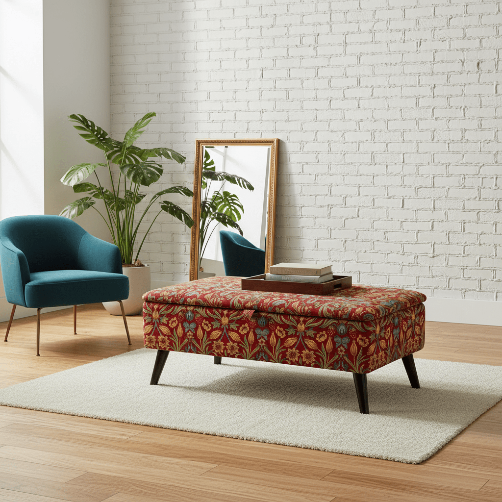 Unique Housewarming Gift Bench – Handcrafted Storage Ottoman with Custom Upholstery - ISTOOLS