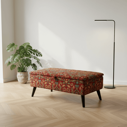 Unique Housewarming Gift Bench – Handcrafted Storage Ottoman with Custom Upholstery - ISTOOLS