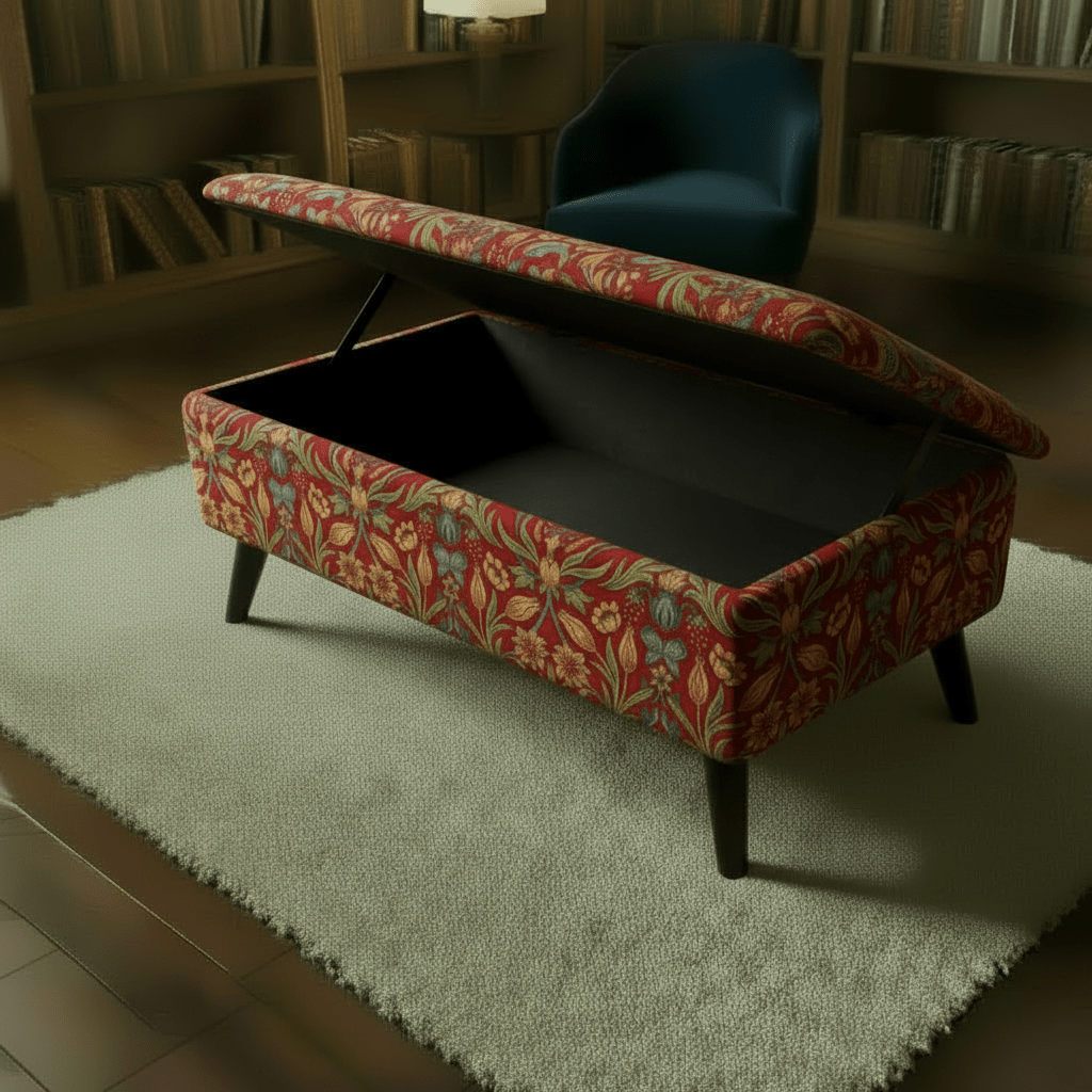 Unique Housewarming Gift Bench – Handcrafted Storage Ottoman with Custom Upholstery - ISTOOLS