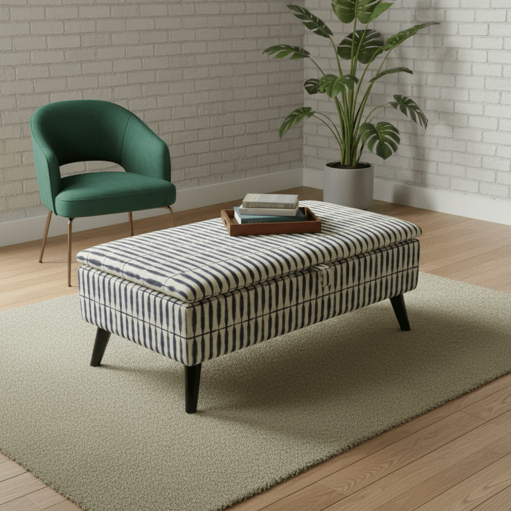 Upholstered Ottoman Storage Bench – Multi - Purpose Footstool, Seat & Coffee Table with Hidden Storage - ISTOOLS