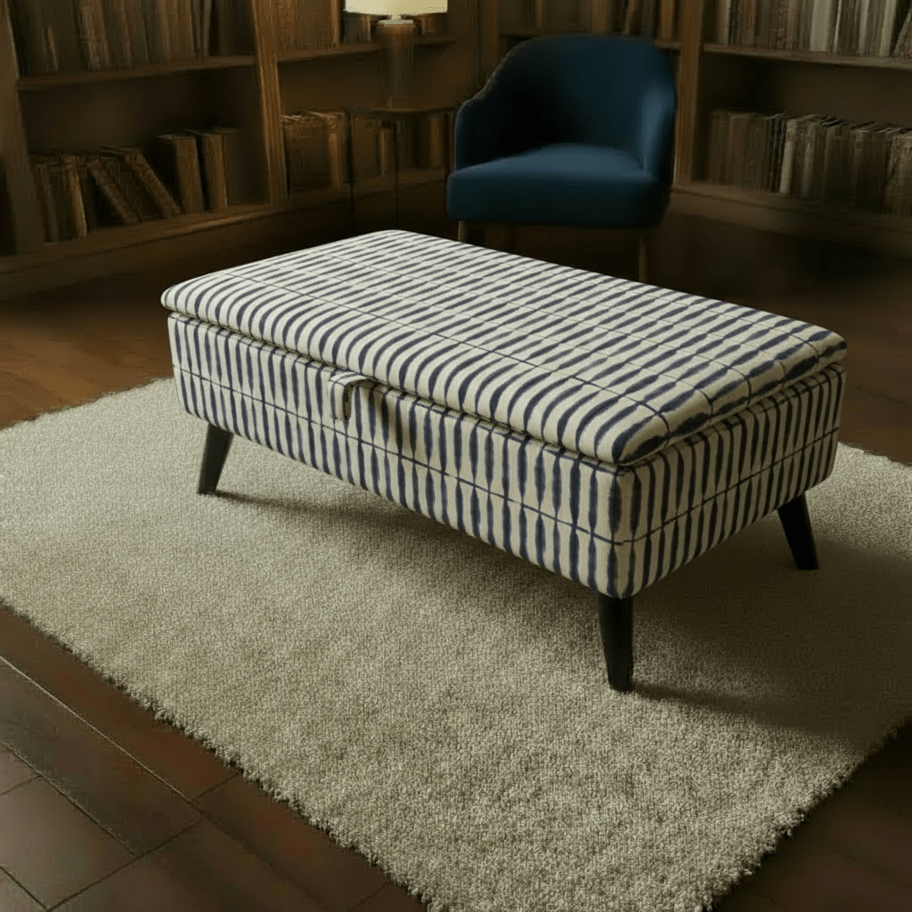 Upholstered Ottoman Storage Bench – Multi - Purpose Footstool, Seat & Coffee Table with Hidden Storage - ISTOOLS