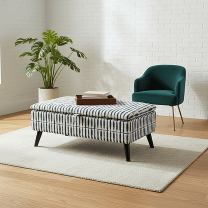 Upholstered Ottoman Storage Bench – Multi - Purpose Footstool, Seat & Coffee Table with Hidden Storage - ISTOOLS