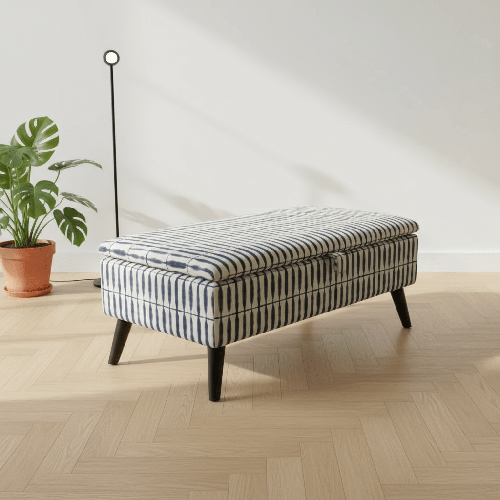 Upholstered Ottoman Storage Bench – Multi - Purpose Footstool, Seat & Coffee Table with Hidden Storage - ISTOOLS