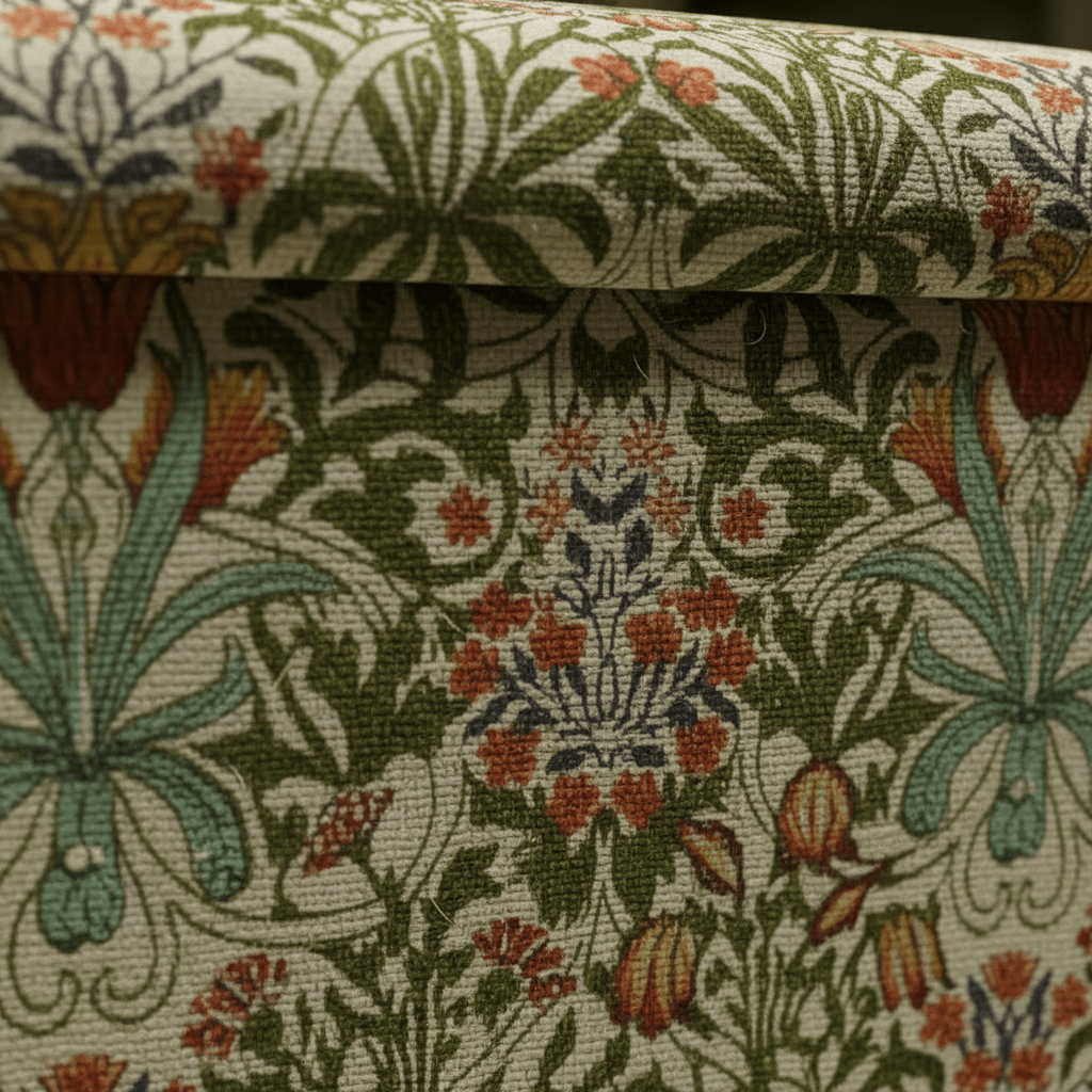 William Morris - Woodland Weeds Tapestry Fabric Multi Small Storage Ottoman – Multi - Purpose Coffee Table & Footstool - ISTOOLS