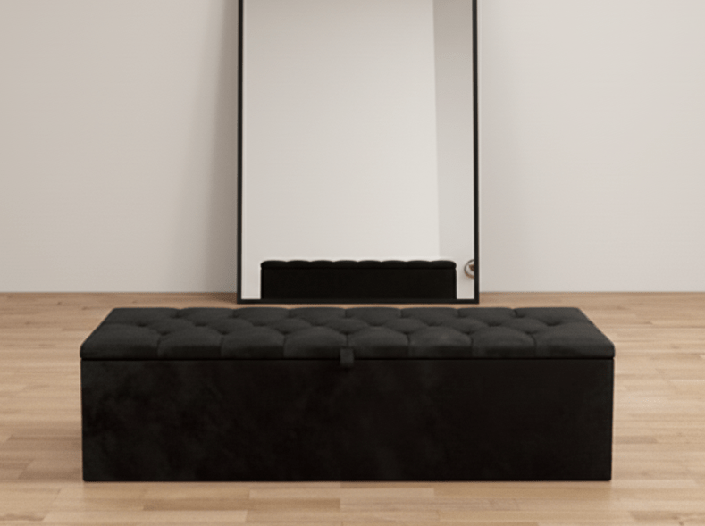 Window bay seat - Large deep storage Ottoman bench seat - chesterfield design - ISTOOLS