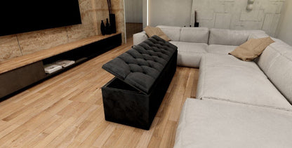 Window bay seat - Large deep storage Ottoman bench seat - chesterfield design - ISTOOLS