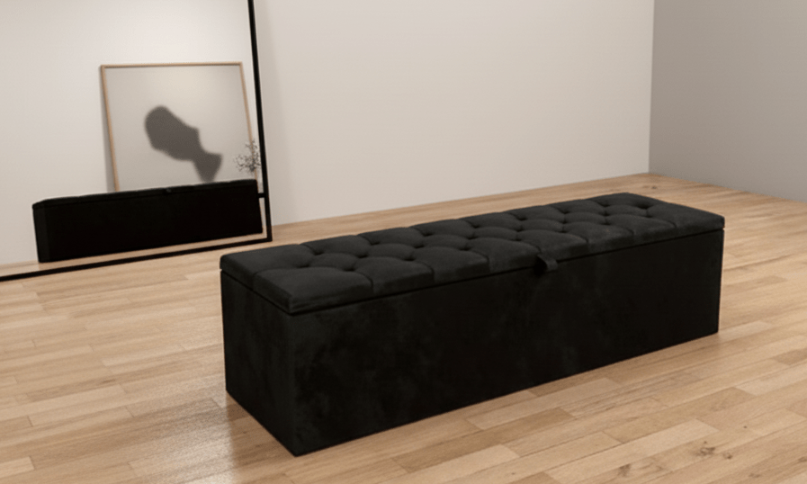 Window bay seat - Large deep storage Ottoman bench seat - chesterfield design - ISTOOLS