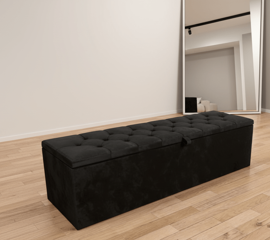 black window bay seat ottoman bench for living room uk- ISTOOLS