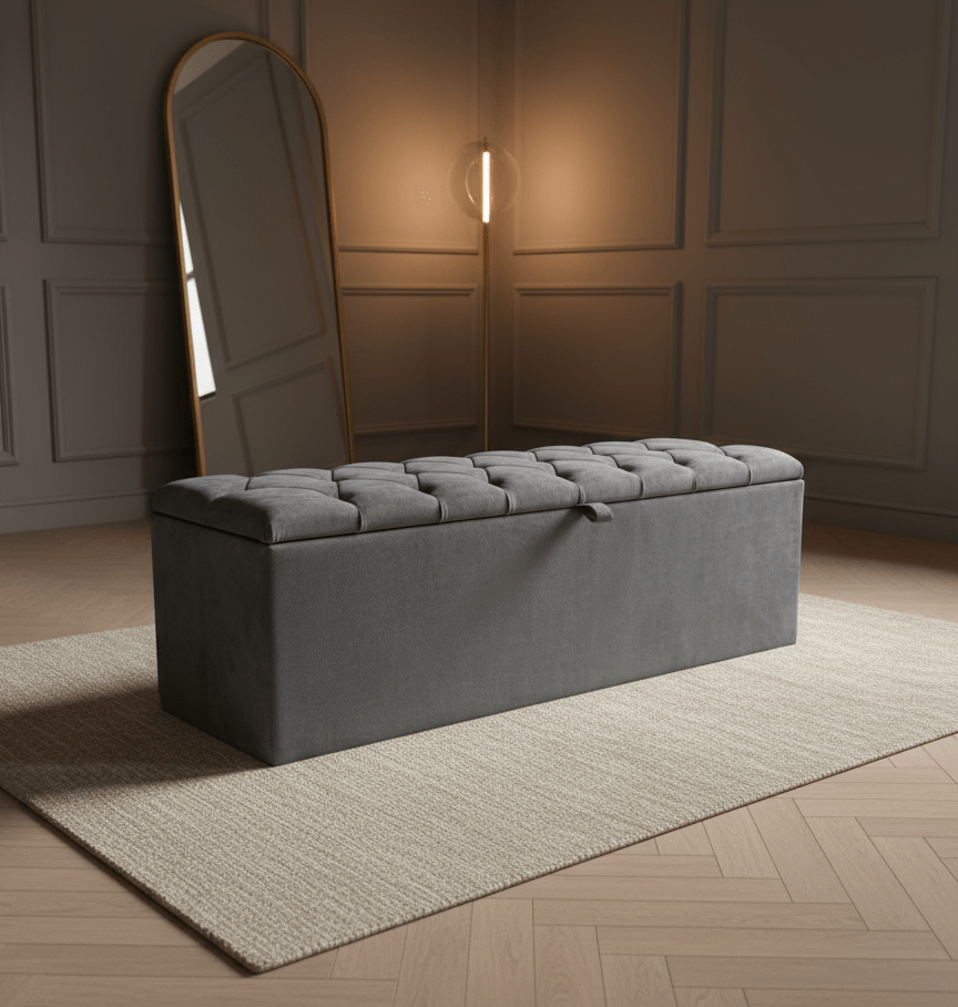 Window bay seat Large Ottoman bench seat - chesterfield design - ISTOOLS