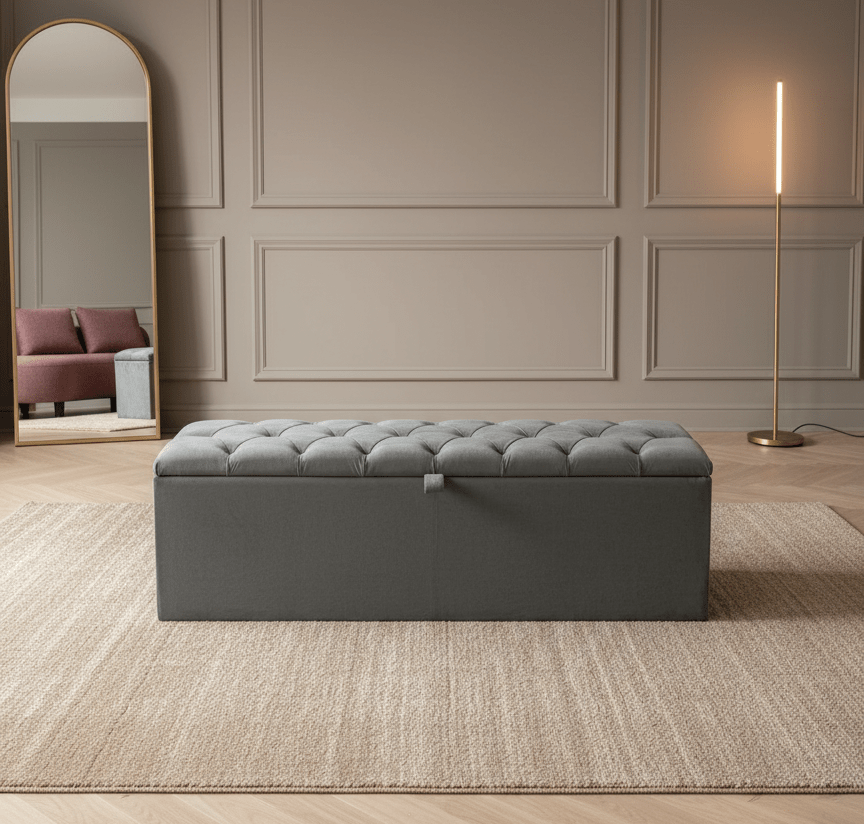 Window bay seat Large Ottoman bench seat - chesterfield design - ISTOOLS