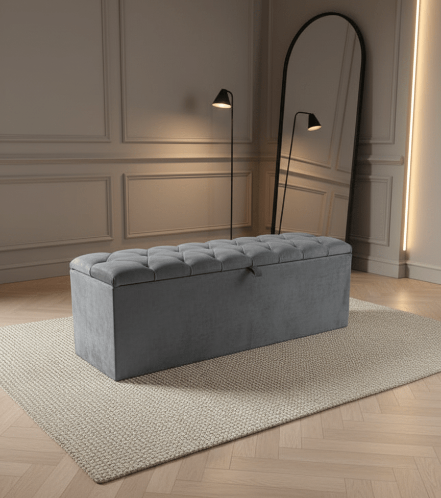 Window bay seat Large Ottoman bench seat - chesterfield design - ISTOOLS