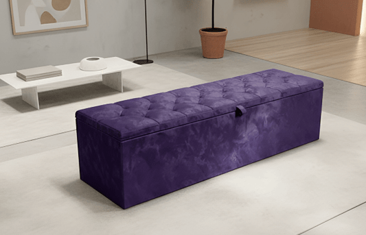 Large upholstered ottoman bench with deep hidden storage for UK homes - ISTOOLS