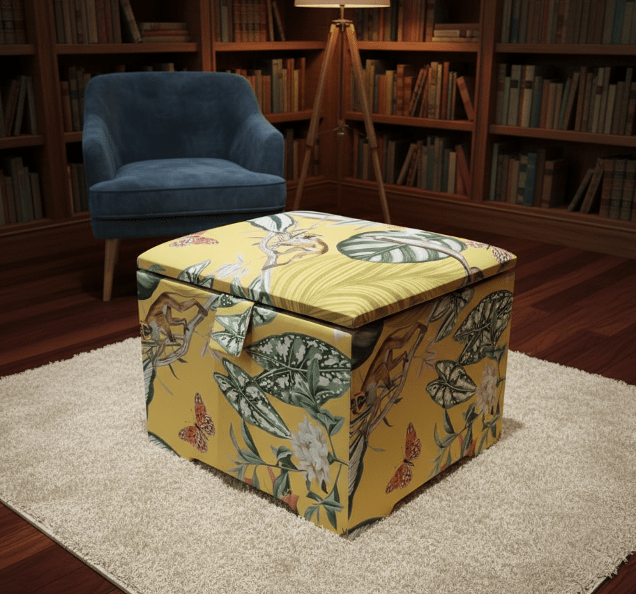 ZEN Floral Storage Ottoman Bench with Deep Hidden Storage for UK Homes - ISTOOLS