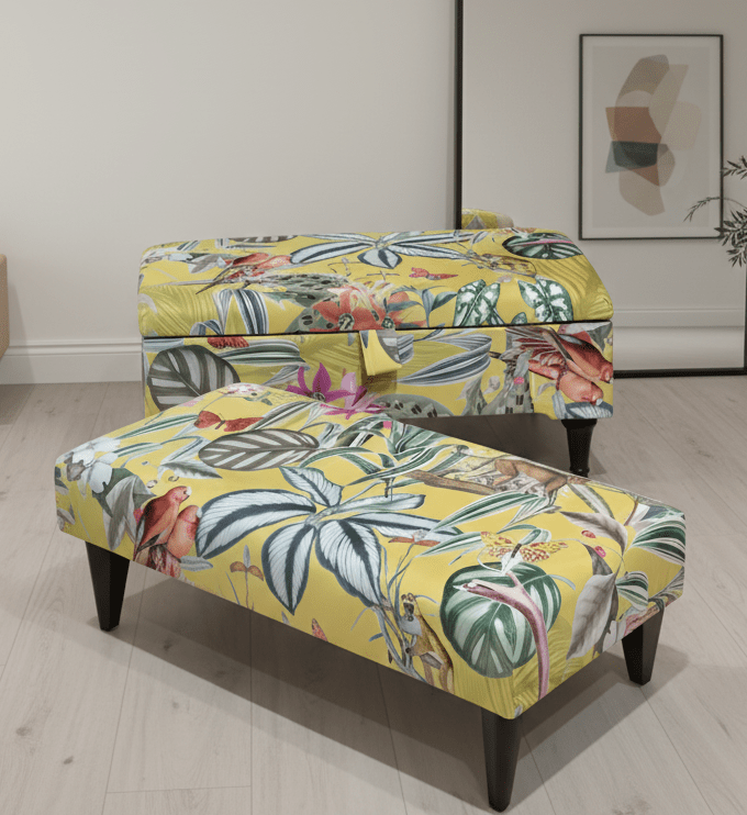 Upholstered Storage Ottoman Footstool with Memory Foam Cushion - ISTOOLS