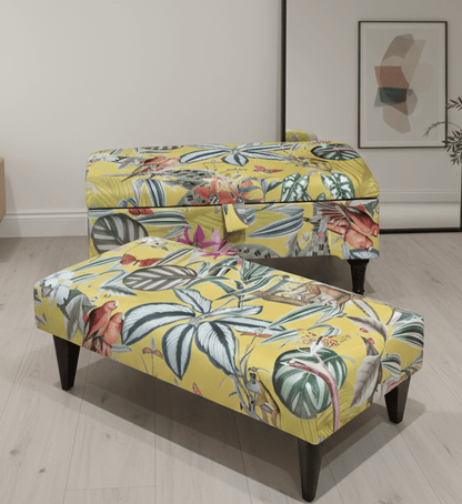 Upholstered Storage Ottoman Footstool with Memory Foam Cushion - ISTOOLS