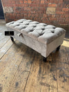 SIlver naples Ottoman Storage Bench | Silver Footstool Pouffe UK