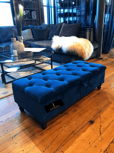 Buy Large Square Navy Blue Ottoman with Storage at iStools ISTOOLS