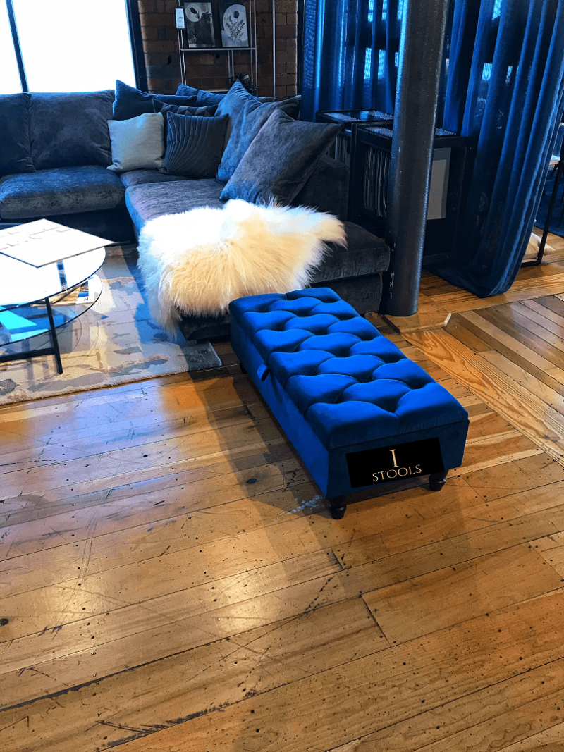 Buy Large Square Navy Blue Ottoman with Storage at iStools ISTOOLS