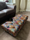 Stained Glass Fabric Footstool | Colorful Velvet Footstool Bench | Fabric Footstool UK