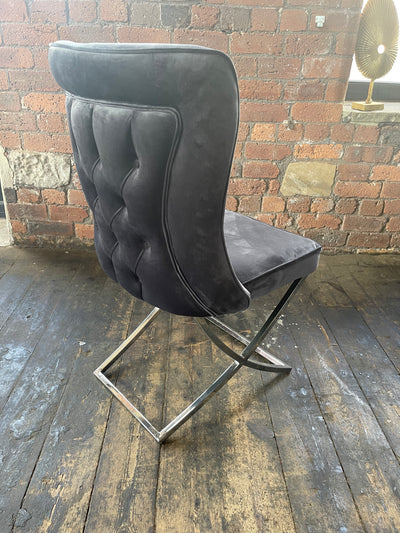 Curved Back Dark Grey Dining Room Chair