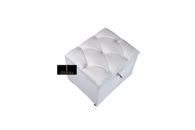 Creamy White Small Storage Box | Cream Square Ottoman | Small Cream-white Storage