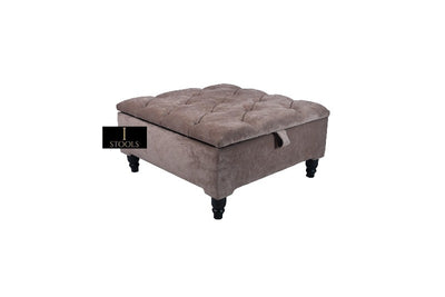 Brown Square Ottoman Storage | Brown Chesterfield Footstool