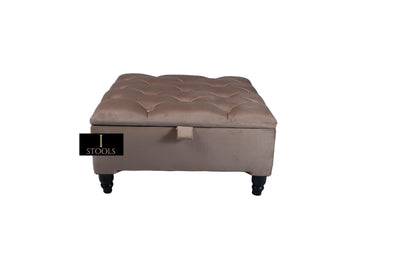 Brown coffee table Ottoman Storage | beige Buttoned Chesterfield Coffee Table