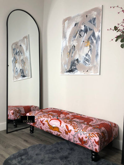 Printed multicolour Fabric Bespoke Footstool
