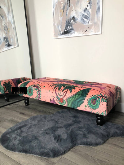 Lynx Printed multicolour Fabric Footstool