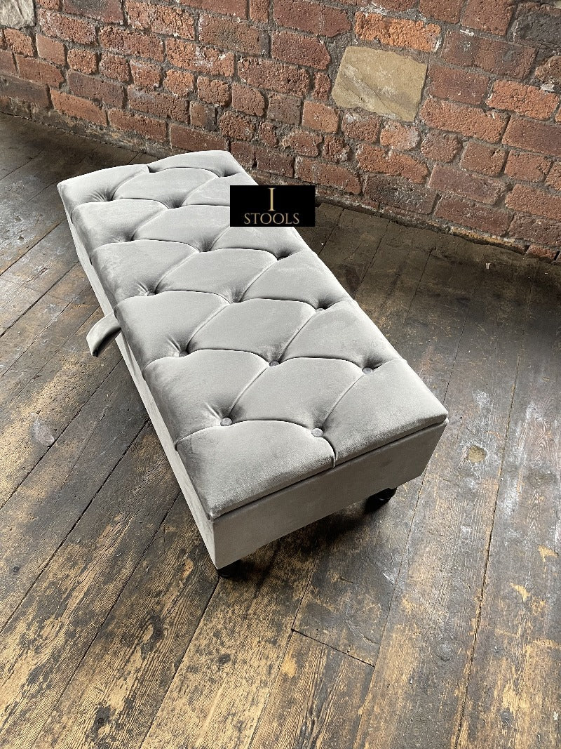 Gray ottoman online bench