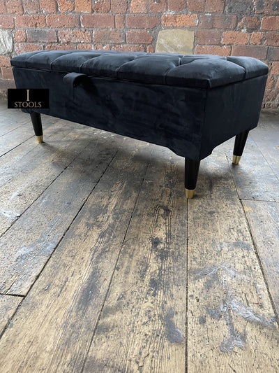 Black Ottoman coffee table Storage Bench | Black Bedroom Ottoman & Pouffe