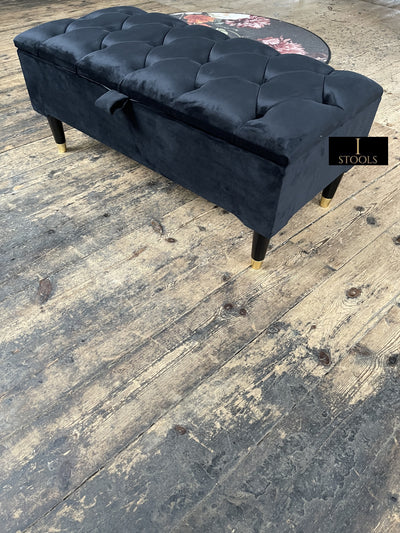 Black Ottoman coffee table Storage Bench | Black Bedroom Ottoman & Pouffe