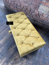 Mustard Gold Ottoman Storage Bench | Gold Velvet Chesterfield Footstool