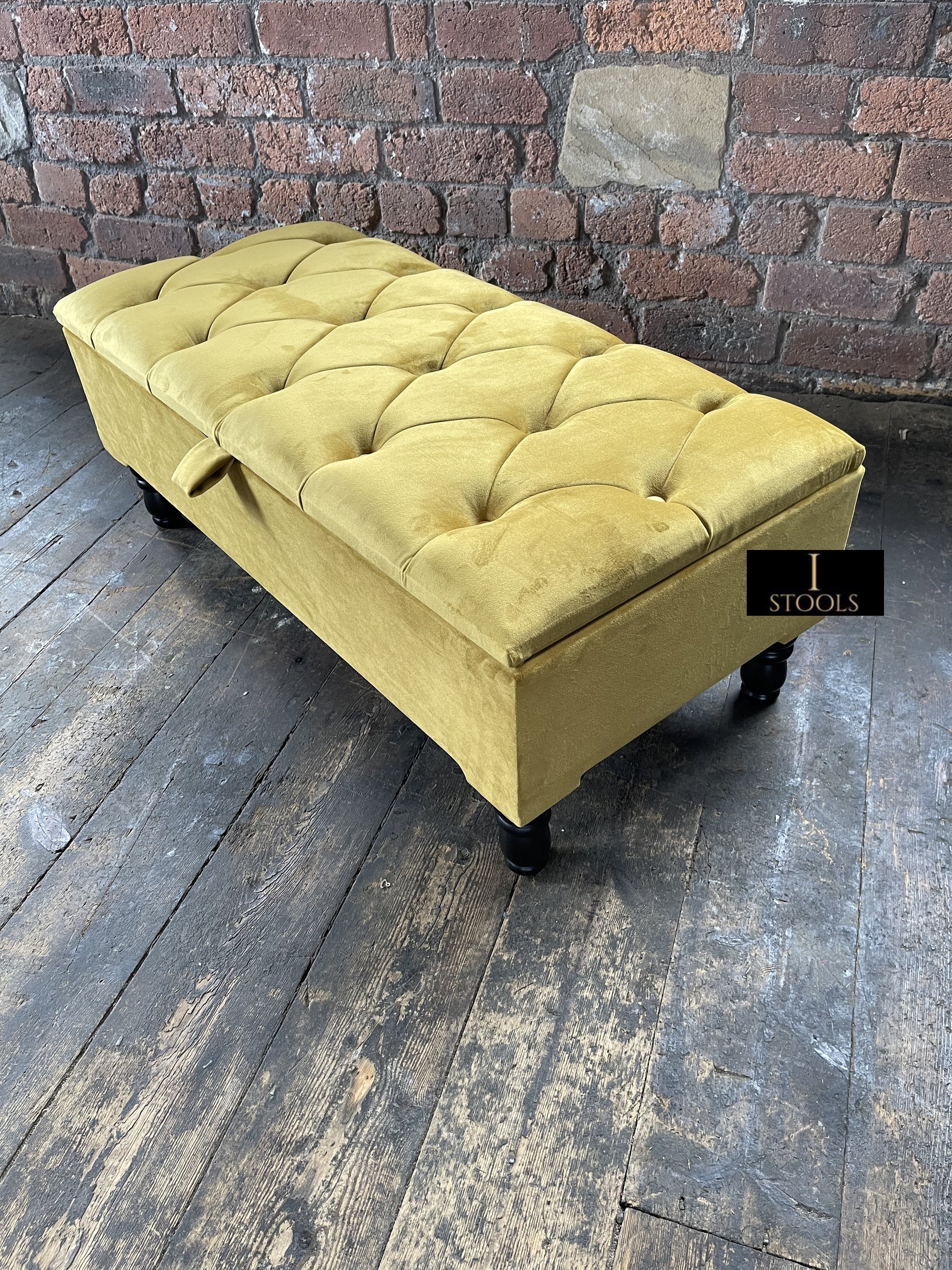 Mustard yellow online velvet ottoman