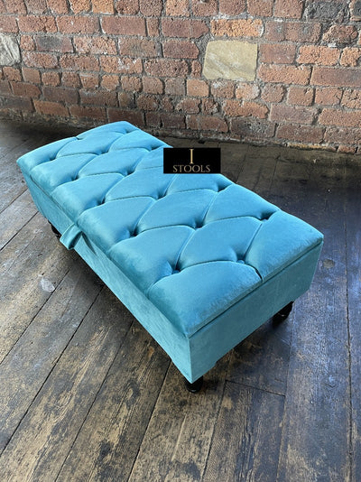 Aqua coffee table Ottoman Storage | Living room storage bench seat