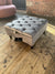 Light Grey Square coffee table Ottoman Storage | Grey Chesterfield Stool