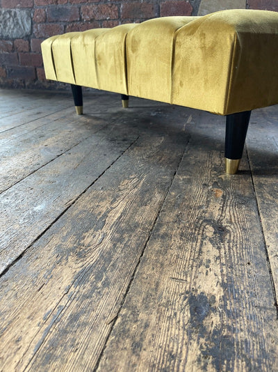 Mustard Gold Chesterfield Footstool | Large Mustard Ottoman Footstool