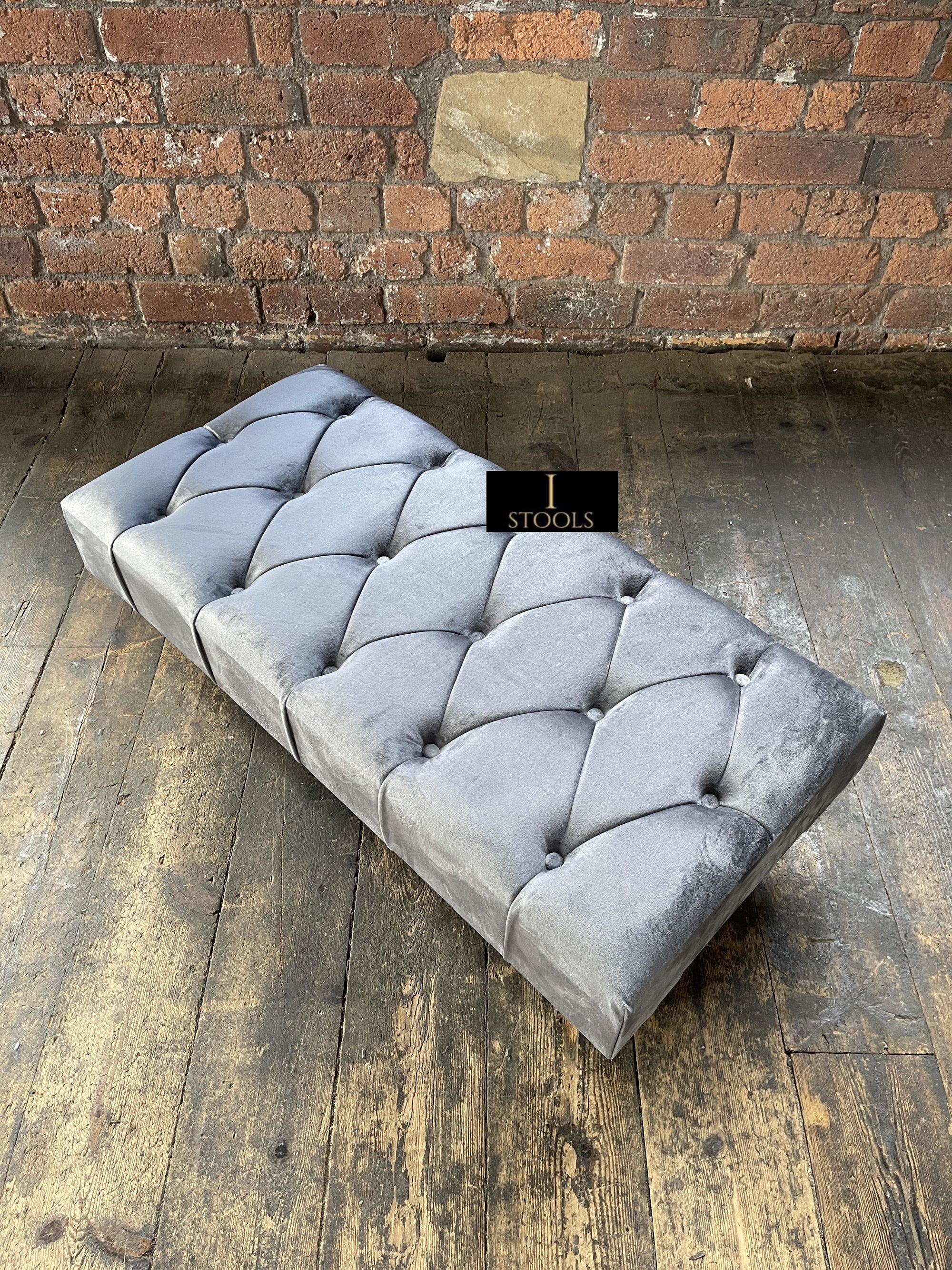 Large grey 2024 chesterfield footstool