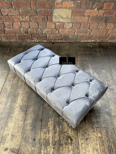 Dark Grey Chesterfield Footstool | Bench | Dark Grey Pouffe footrest