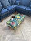 Floral Printed Footstool Luxurious Fabric Bench