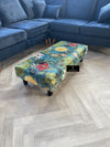 Floral Printed Footstool Luxurious Fabric Bench