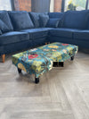 Floral Printed Footstool Luxurious Fabric Bench