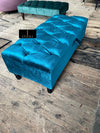 PREMIUM Shiny turquoise Ottoman Storage | Teal Blue-Green Ottoman Bench