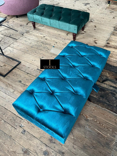 PREMIUM Shiny turquoise Ottoman Storage | Teal Blue-Green Ottoman Bench