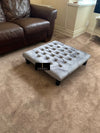 Grey Square Footstool for Living Room