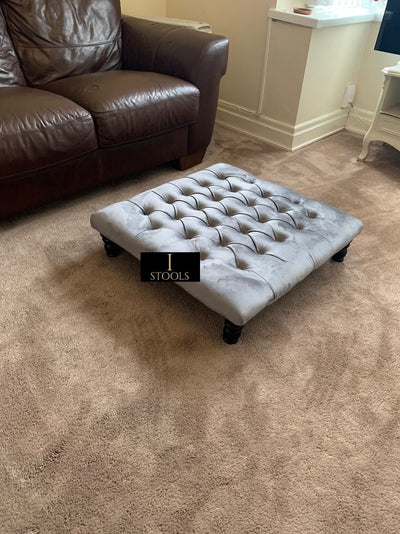 Grey Square Footstool for Living Room