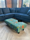 Green Printed Fabric Multicolour Footstool Bench